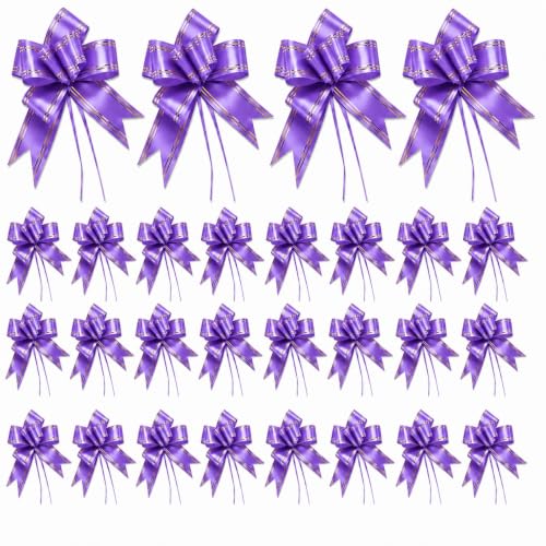 Image of Prokart - Pull Bow Gift Ribbon for Gift Wrapping, Large Decorative Pull Bows for Presents, Hampers, Flower Bouquets, Wedding, Birthday, Christmas & Party Decorations (15MM, Lavender, Pack of 100PC)