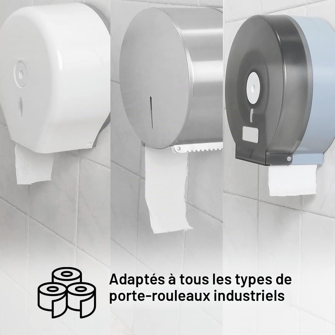Lot de 18 rouleaux de papier toilette industriel double épaisseur 95 m