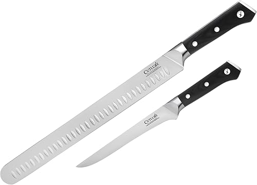 Cutluxe Juego de cuchillos para cortar y deshuesar - Acero alemán forjado de alto carbono - Espiga completa y afilada - Diseño de mango ergonómico -