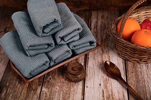 Pagnanno. Set of 6 Kitchen Towels 45 x 70 cm Cotton Waffle Weave Hotel Quality Absorbent Quick Dry Kitchen Bar Towels Grey - Image 4