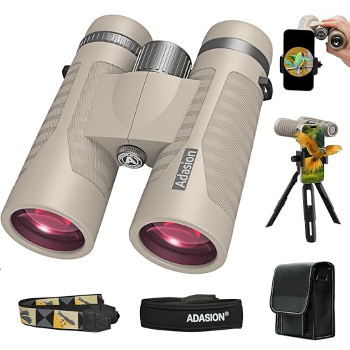 8x42 HD Binoculars for Adults High Powered with Phone Adapter and Tripod, Super Bright BAK4 Prism Waterproof Binoculars for Bird Watching Hunting Hiking Safari Travel Sports