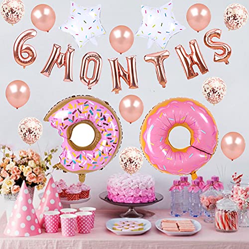 Image of Donut Theme 6 Months Birthday Party Decorations Half Year Birthday Suppliers Set for Girls 1 /2 Year Birthday Party 6 Months Balloons, Donut Balloons One Half Year Birthday Baby Shower Party (Donut)