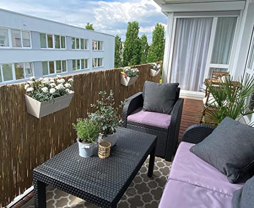 bambus-discount.com Schilfrohrmatte bambussi 100x500cm mit grünem Draht verwebt - Niedrige Sichtschutz Schilfmatte 1m x 5m