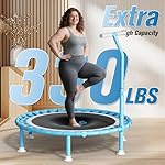 40" Fitness Mini Trampoline with Adjustable Handle Bar, 330lbs Foldable Bungee Rebounder for Adults and Kids, Stable & Quiet Exercise Rebounder Indoor Workout - Image 2