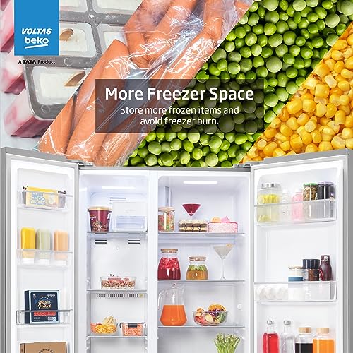 Image of Voltas Beko, A Tata Product 472 L Side by Side Frost Free Refrigerator with ProSmart Inverter Compressor (RSB495 /FPV300RXID, INOX steel, Electronic Temperature Control and Display)
