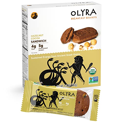 Olyra Organic Breakfast Biscuits Hazelnut Cocoa | Healthy Snacks, Low Sugar, High Fiber, Plant Based