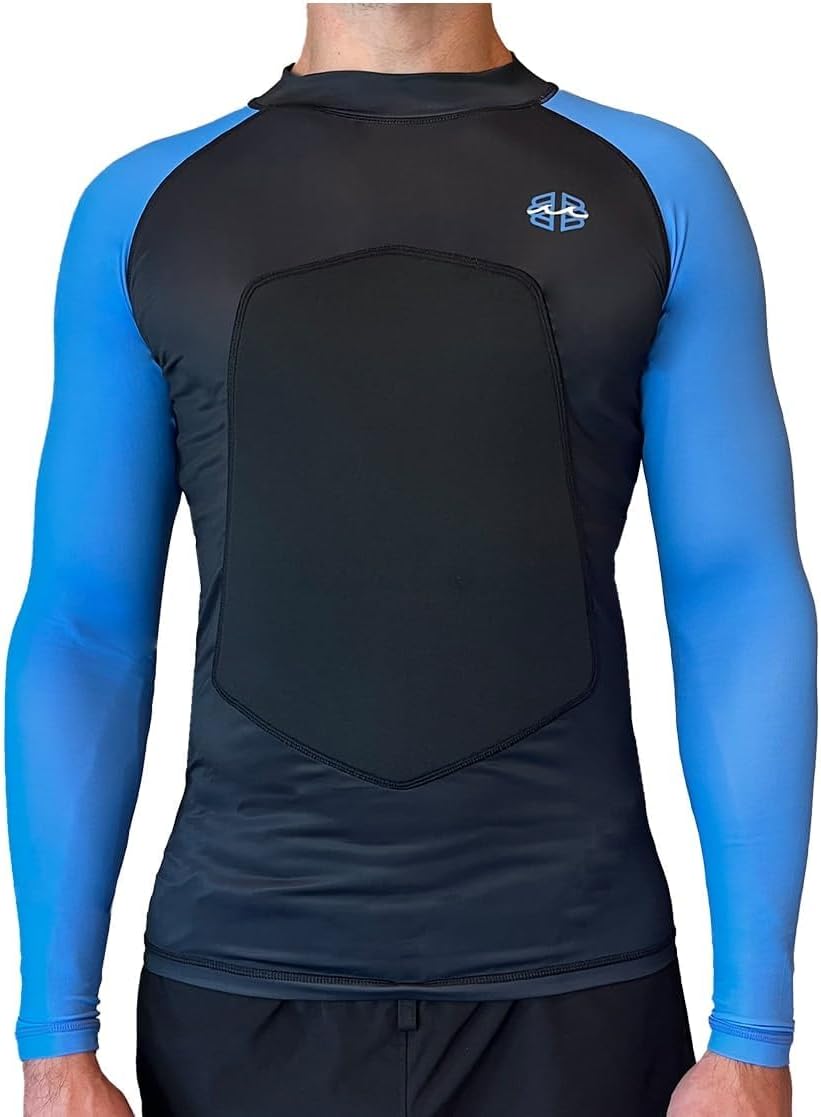 RIBBY SPF 50+ 5mm Padded Rash Guard, Black and Blue, Long Sleeve (Large) - Image 2