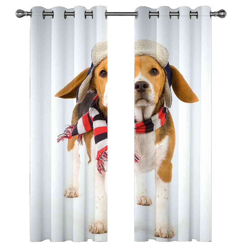 Modernas Cortinas Dormitorio Juvenil Impresión 3D Perro 300x280cm Ojales Cortinas Opacas 2 Piezas para Dormitorio Habitación De Los Niños Cortina Decoración del Salón