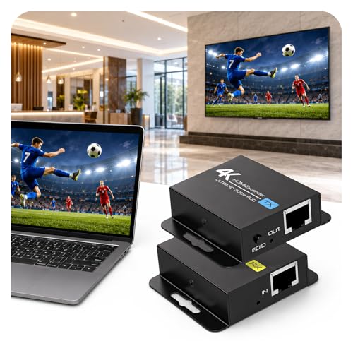 Image of VPFET 4K HDMI Extender Over Ethernet Balun RJ45 CAT6 /7 4K30Hz Upto 131ft /40m 1080P Upto 196ft /60m 2026 Upgraded Support EDID Copy and PoC（TX Power Supply）