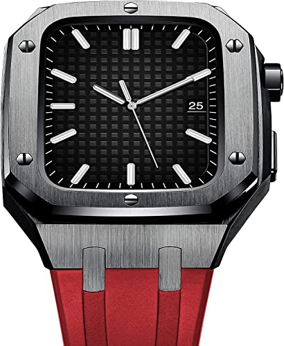 Boîtier montre acier bracelet silicone Apple Watch 45mm 44mm