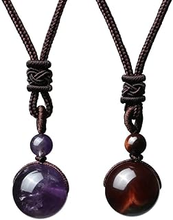 Collana portafortuna in ossidiana, occhio di tigre, pietra ametista, collana regolabile, idea regalo
