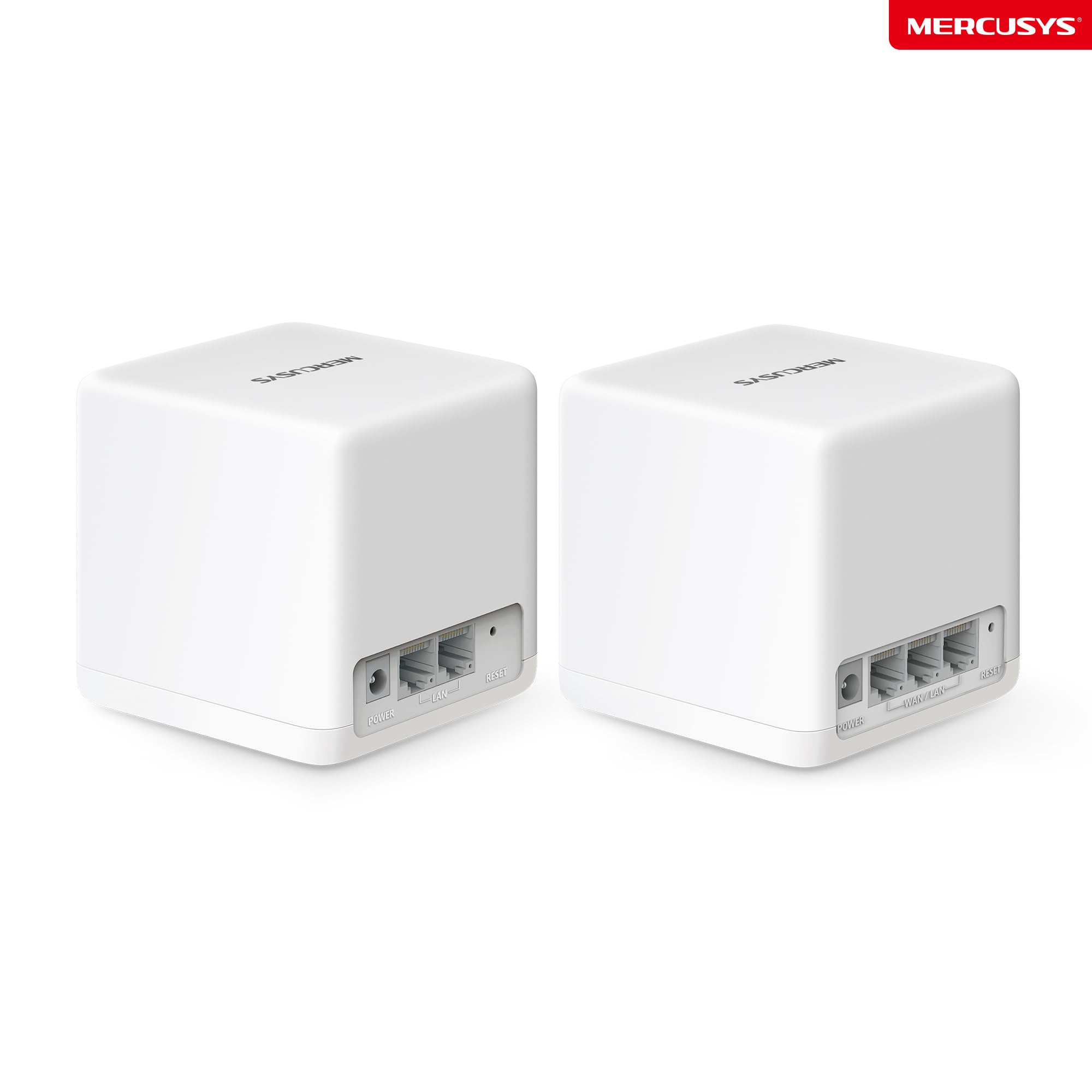 Mercusys Halo H1500X Lot de 2 routeurs et répéteurs double bande Wi-Fi 6 Mesh AX1500, port Gigabit, recommandé pour les maisons avec 2 à 3 chambres, itinérance sans couture, application MERCUSYS