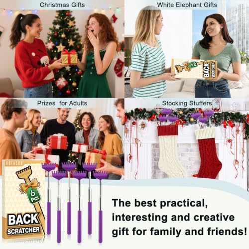 Image of HOFASON Back Scratcher 6 Pack, Stocking Stuffers for Men Adults Women Teens | Christmas Small Bulk Gifts for Men Women Teens, White Elephant Gag Birthday Gifts, Party Favors Prizes for Adults (Purple)