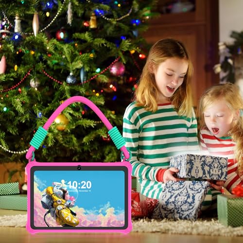 Image of PRITOM Lanyard Kids Tablet 7 inch, 32GB Toddler Tablet Android 13 with WiFi, Dual Camera, Education, Games, Kids Software Pre-Installed, Parental Control, Pink