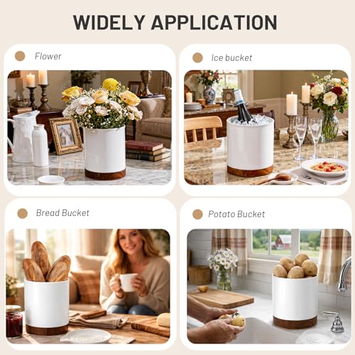 Image of Ceramic Rotating Utensil Holder with Spoon Rest for Kitchen Counter White