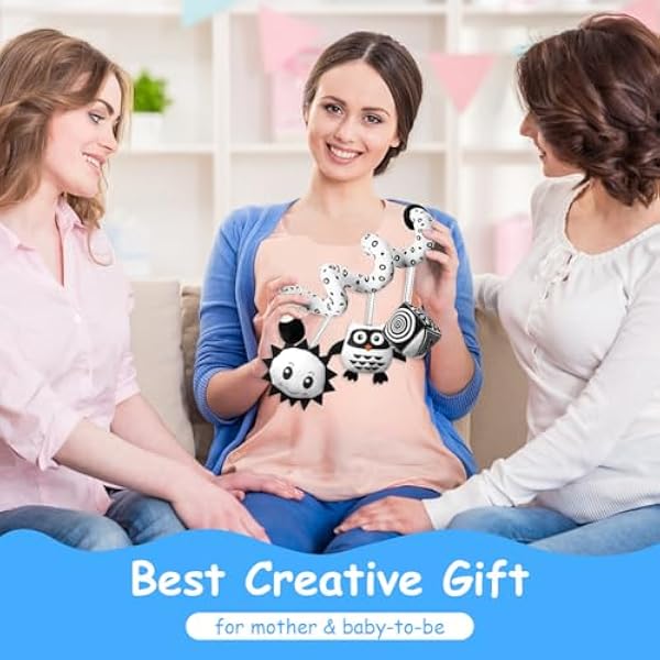 Aolso Игрушка для детской коляски спираль для младенцев черно-белая игрушка подвесная игрушка для младенцев тканевая спираль для развития хватательных навыков и тактильного восприятия с колокольчиком игрушка сова