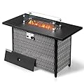 Outvita 43" Gas Fire Table, 50,000 BTU Propane Fire Pit for Outside, CSA Certificated Rectangle Fire Pit Table with Waterproof Cover and Adjustable Legs for Backyard, Patio, Deck, Family Gathering