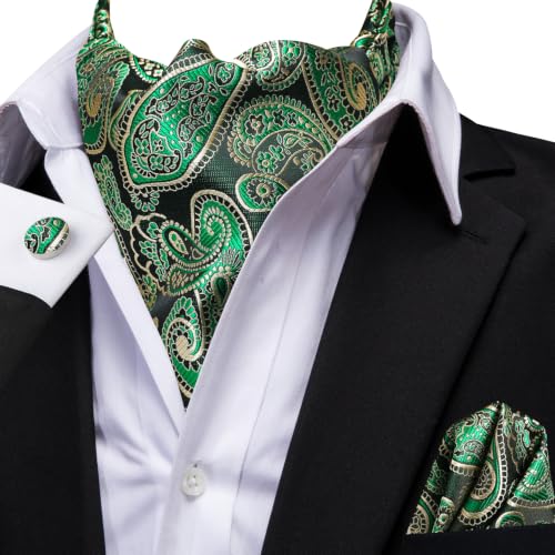 Image of Dubulle Paisley Floral Ascot for Men Self Tie Mens Cravat and Pocket Square Cufflinks Wedding