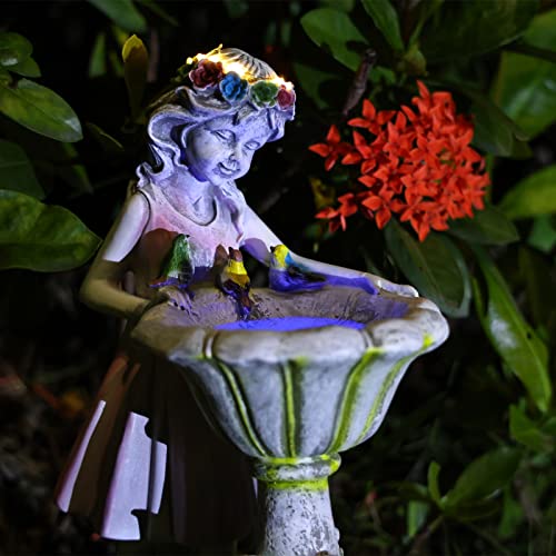 Tako Tuzsdaay Little Girl Garden Statues And Figurines Outdoors, Resin Craft Solar Garden Angel Yard Statues, Solar Garden Statues For Garden Decor; Yard Decor; Patio Decor 6.6'' X 4.5'' X 12.5'' #TOP2