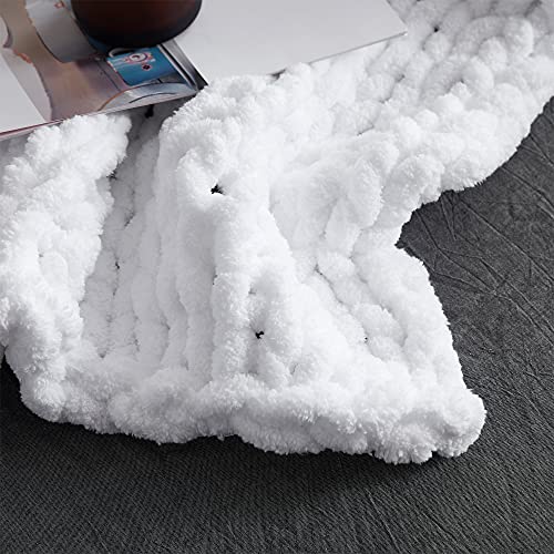 Cozy Potato® Chenille Chunky Knit Throw Blanket - True White #TOP5