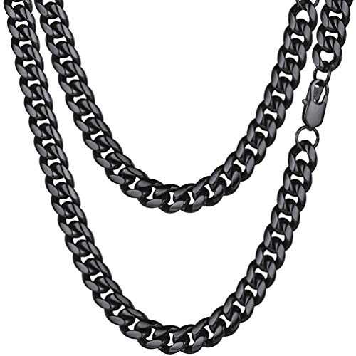 PROSTEEL Chunky Necklace Black Chain 18inch 10mm Cuban Link Gothic Cool Boyfriend Men Jewelry Thick Chunky Neck Chain Mens Necklaces
