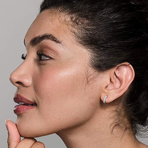 Pavoi 14K White Gold Plated Mid Size Cubic Zirconia Cuff Earrings Huggie Stud #TOP1