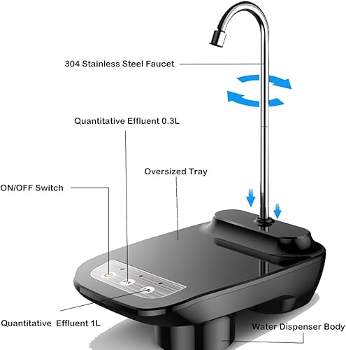 Miniatura 3 de Bomba dispensadora de agua potable, bomba automática de agua de escritorio para jarras de agua de 1 a 5 galones, bomba de botella de agua eléctrica