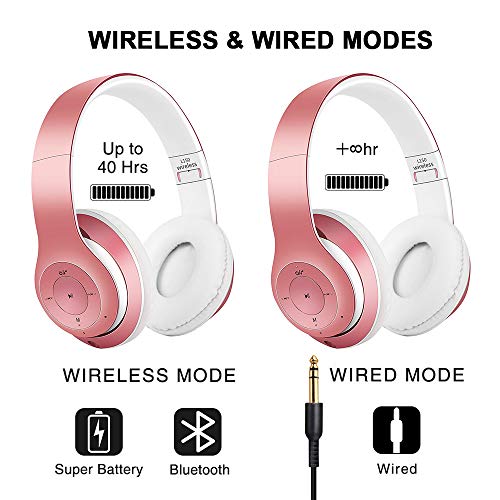 YingStar Bluetooth Wireless Over Ear Headphone Wired Portable Foldable On Ear Headphone Microphone Noise Cancelling Stereo Headset For Kids Boys Women Men PC Laptop Computer TV iPhone iPad - Image 3