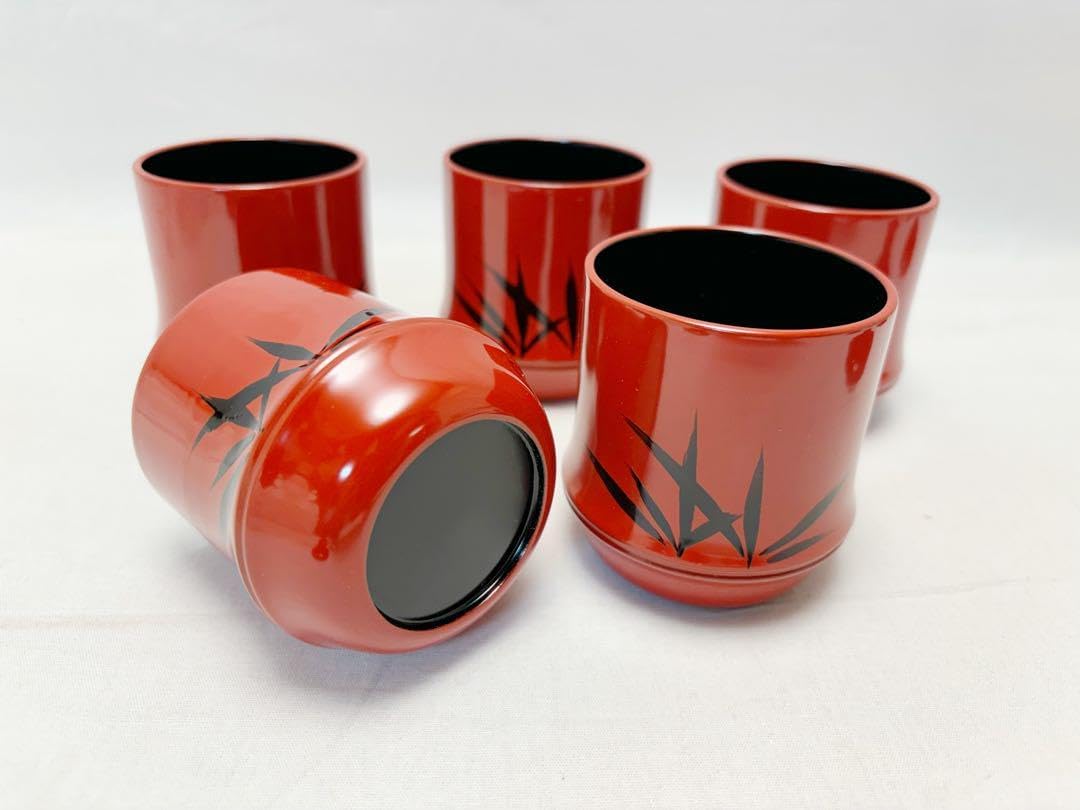 未使用 懐石道具 木製朱塗 箸洗 5客揃 竹蒔絵 内黒 竹形 小吸物椀 和食器 Amazon.co.jp: 輪島塗梶原竹斎「春秋蒔絵 箸洗 五客」 小吸物碗