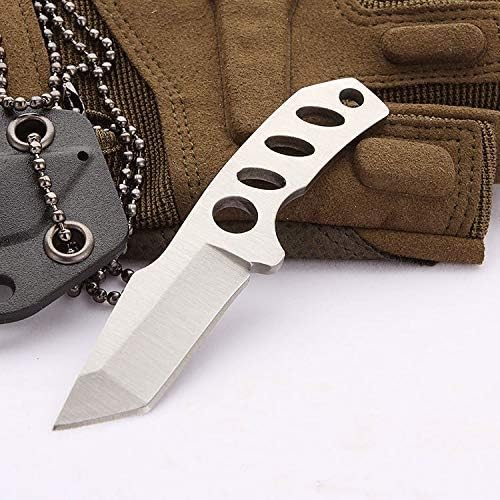 Speedy Panther Mini Fixed Blade Knife Black Tanto Blade Rescue Pocket Knife Small Necklace Knife with Kydex Sheath (White)