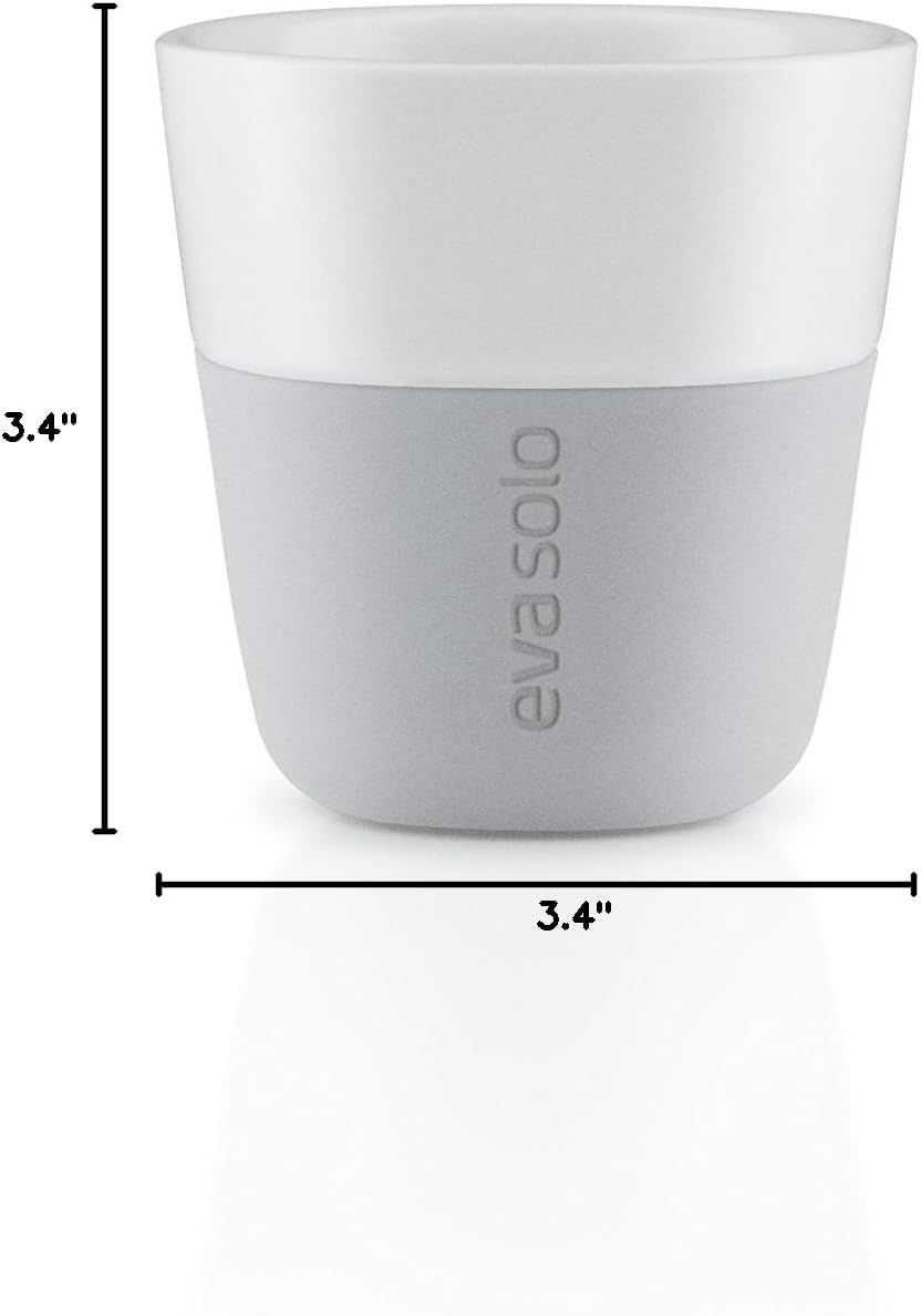 Eva Solo | 2 Espresso Tumbler Mugs | 3 oz Porcelain Coffee Cup Tumblers with Silicone-coated Grip | Danish Design, Functionality & Quality | Marble grey