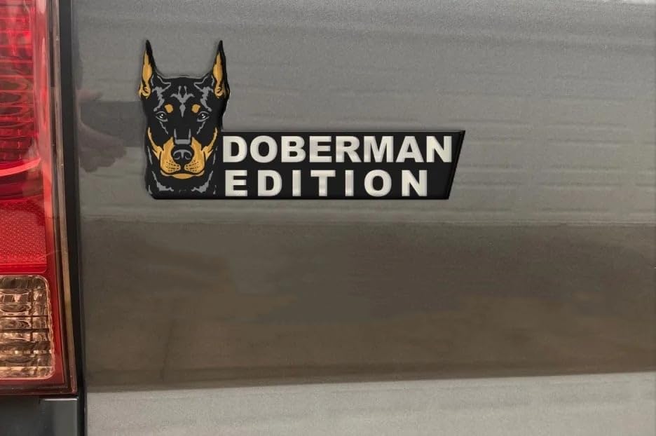 Dog Edition Car Badges Laser Cutting 3D Badge Automotive Decals Stickers for Truck Rv Boat Exterior Decoration, Funy Animal Decor Car Accessories Gifts (Doberman)