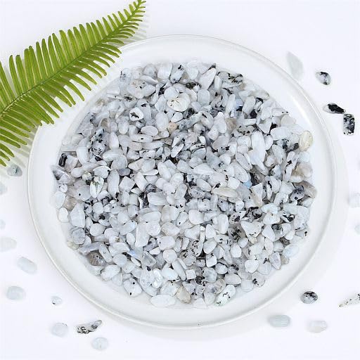 Image of YATOJUZI Moonstone Aquarium Gravel Rocks Bulk Wholesale Tumbled Crystals Stones Chips Crushed Reiki Energy Balancing Gemstones for Planters Vase Filler Fountain Fish Tank Potted Decor 0.44LB