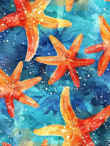 Broderie Diamant Kit Complet Étoile de Mer pour un Salon Lumineux et Relaxant