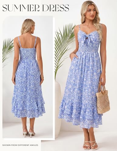 Image of GRACE KARIN Womens Maxi Floral Sundresses Summer Beach Boho Dress Spaghetti Strap Dresses Casual Fashion Clothes with Pockets