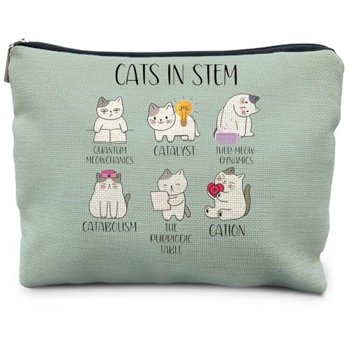 Chemistry Cat Makeup Bag, Science Chemistry Teacher Gifts, Science Gifts for Women, Cats in STEM Cosmetic Bag