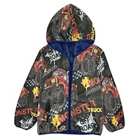 Ksajwzf Boys Fleece Coat Red Monster Trucks Car Zip-Up Hoodie Girls Outerwear Kids Hooded Jacket Cars 3-10T