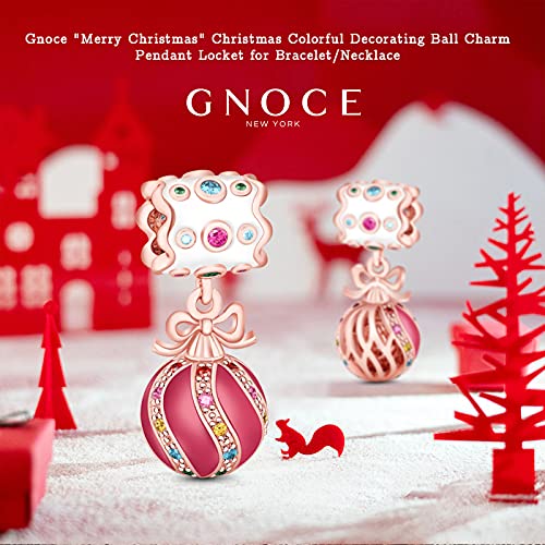 GNOCE Christmas Colorful Decorating Ball Charm Pendant 925 Sterling Silver Merry Christmas Dangle Charm for Bracelet/Necklace Christmas Charm Gifts2