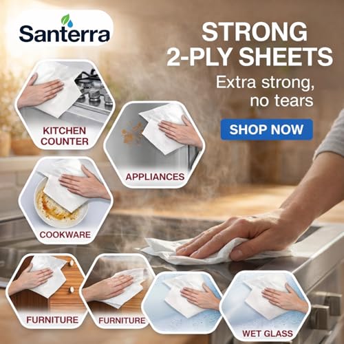 Image of 2Ply Kitchen Tissue Roll | Virgin pulp | Soft and Highly Absorbent Paper Towel For Kitchen Home and Office | Eco Friendly Disposable Napkins | 60 Sheets Per Roll, (Pack of 2, White)