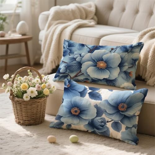 Funda Cojin 70x90 azul Cojines Exterior Funda de Almohada Impermeable Terciopelo Cojin Beige Cojines Sofa Decorativo Duradero Cremallera Oculta para Sofa Terraza Salon Balcón Jardin 2 Piezas, I-107