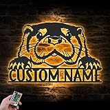 Custom Peeking Otter Metal Wall Art LED Light Personalized Peekaboo Name Sign Home Decor Boy Girl Nursery Decoration Christmas Birthday Gift