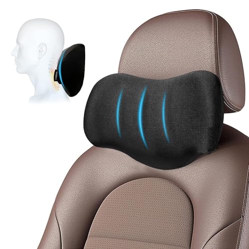 MASHUR FAB Memory Foam Neck Support Pillow for Car & Office Chair | Orthopedic Headrest Cushion for Cervical Pain Relief & Spine Alignment – Ergonomic Black