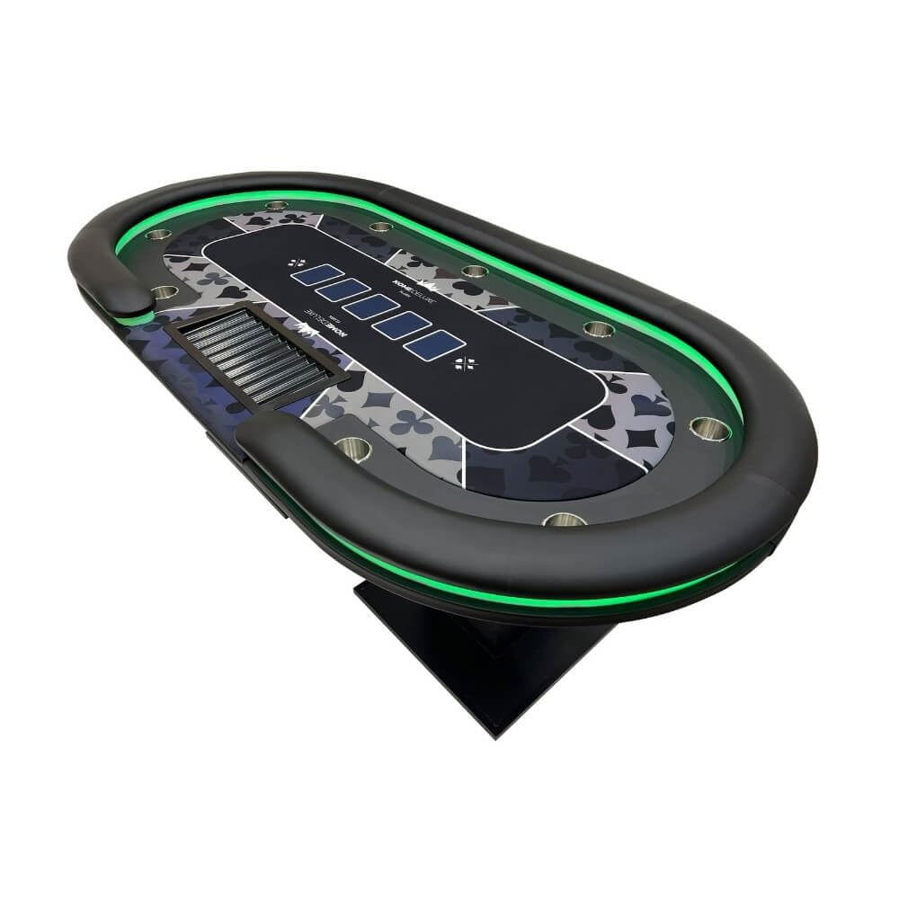 Home Deluxe Pokertisch Flush mit LED Beleuchtung und Getränkehalter für bis zu 9 Personen
