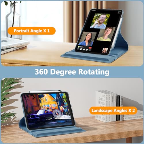 Image of Fintie Rotating Case for iPad Pro 11-inch (M5) 2025 / (M4) 2024 - [Built-in Pencil Holder] 360 Degree Swiveling Smart Stand Protective Cover, Auto Sleep /Wake, Ocean Blue