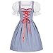 Gaudi-leathers Traditional Women's German Dirndl Dress 3 Pieces Checkered, Costumes for Bavarian Oktoberfest, Carnival or Halloween, blue with red apron 40