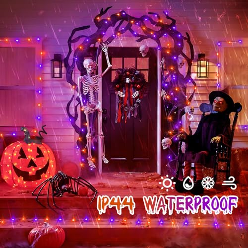 Heceltt 2 Pack Halloween Fairy Lights Indoor,Total 46ft 140LED Purple and Orange Fairy Lights Battery Operated with 8 Modes for Bedroom Stairs Decorations. - image 5