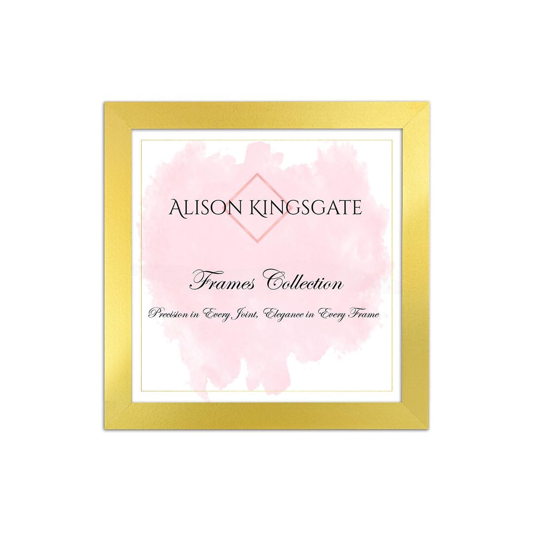 Alison Kingsgate Sleek 5X5 Picture Frame - Engineered Wood with Shatterproof Perspex Front -Perfect for Photos, Posters, Certificates -Suitable for Wall Mount or Tabletop Display - Gold โ image 1