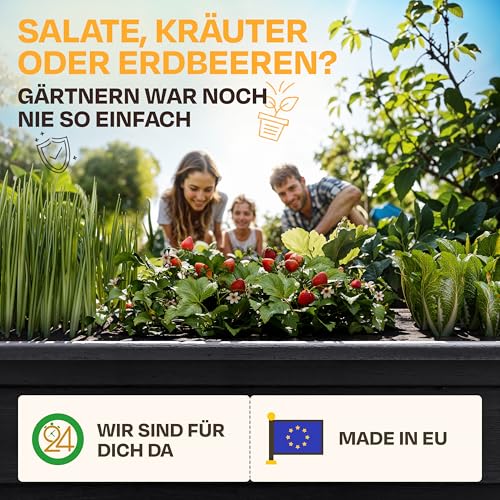 Foto von Ondis24 Garten Hochbeet Blumenkübel Victoria für Balkon, Pflanzkasten mit Gewächshaus, Volumen 50 L, Wasserspeicher, Tröpfchenbewässerung, abnehmbare Füße, Outdoor geeignet (Anthrazit)