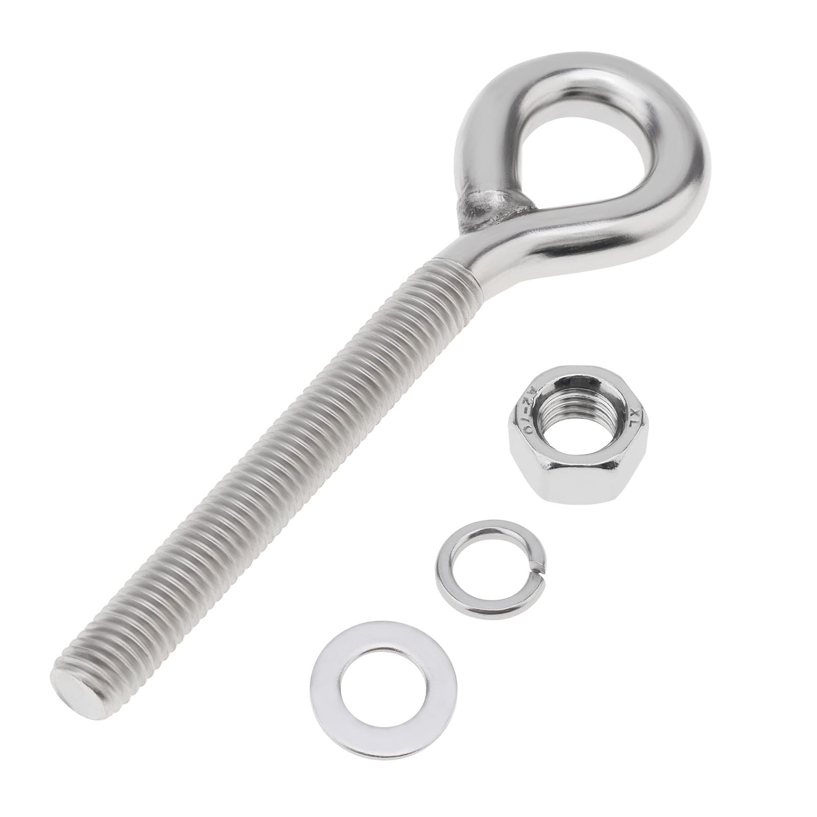 Smgda 2Pcs M12 x 90mm Eye Bolt, 304 Stainless Steel Lifting Eye Bolts with Nuts, Washers, Heavy Duty Long Shank Threaded Eyebolts for Hanging Item - Image 3