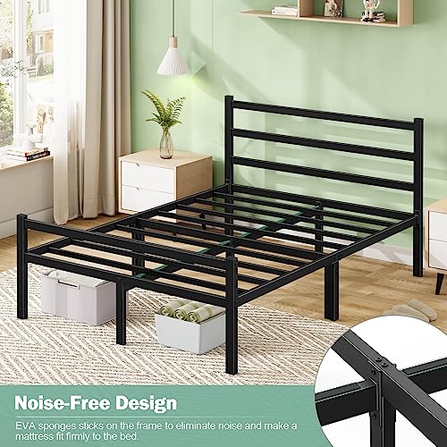 Mr Ironstone Full Size Bed Frame With Headboard & Footboard, 14 Inch High Heavy Duty Metal Platform Full Bed Frame No Box Spring Needed/Large Under Bed Storage Space/Anti-Slip/Noise-Free #TOP3